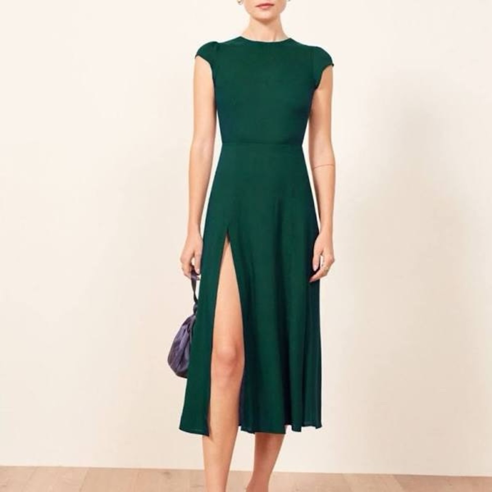 Reformation Forest Green Midi Dress